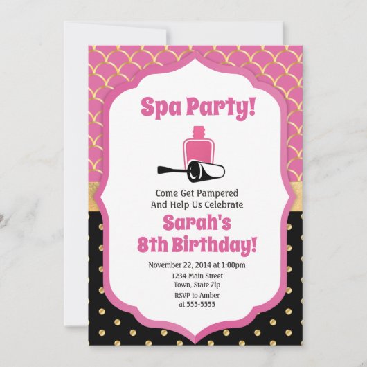 Spa Party Birthday Invitation Pamper Party Kaart (Voorkant)