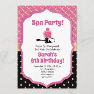Spa Party Birthday Invitation Pamper Party Kaart