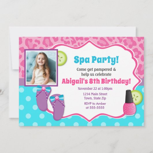 Spa Party Birthday Invitation Pamper Party Kaart (Voorkant)
