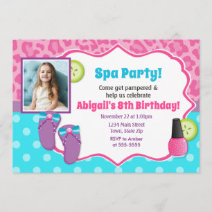 Spa Party Birthday Invitation Pamper Party Kaart