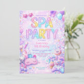 Spa Party Birthday Invitation | Pastel Spa Pamper  Kaart (Staand voorkant)