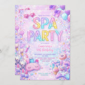 Spa Party Birthday Invitation | Pastel Spa Pamper  Kaart (Voorkant / Achterkant)