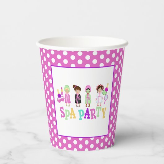 Spa Party Birthday Paper Cup - Meisjes WH Papieren Bekers (Achterkant)