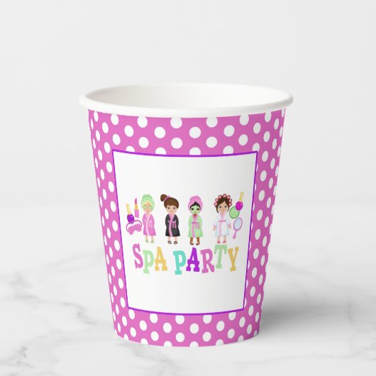 Spa Party Birthday Paper Cup - Meisjes WH Papieren Bekers (Voorkant)