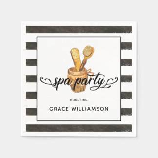 Spa Party  Black en White Striped Servet