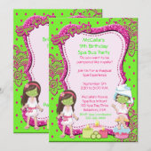 Spa Party Bus Verjaardagsfeest of Douche Uitnodige Kaart (Voorkant / Achterkant)