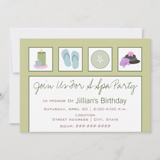 Spa Party - Candles Teenslippers Cucumber Orchids Kaart (Voorkant)