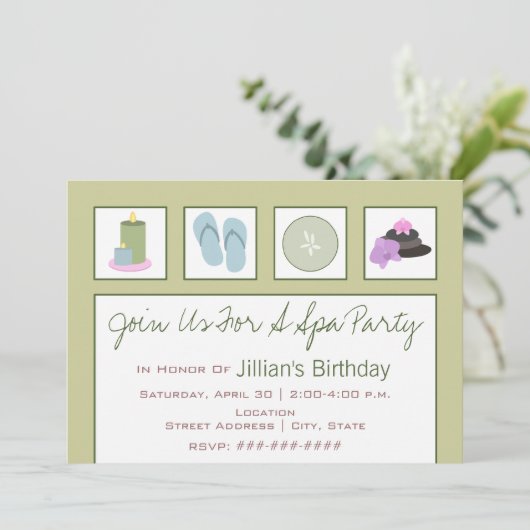 Spa Party - Candles Teenslippers Cucumber Orchids Kaart (Staand voorkant)