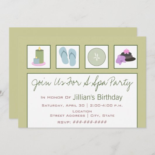 Spa Party - Candles Teenslippers Cucumber Orchids Kaart (Voorkant / Achterkant)