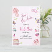 Spa Party Girl Beauty Waterverf Glam Verjaardag Save The Date (Staand voorkant)
