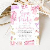 Spa Party Girl Birthday Invitation Kaart