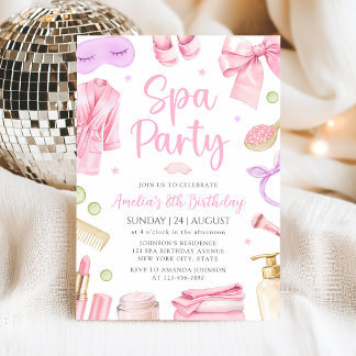 Spa Party Girl Birthday Invitation Kaart