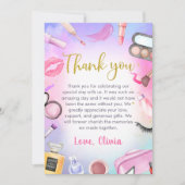 Spa Party Girl Glamour Make-up Verjaardag Bedankkaart (Voorkant)