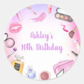 Spa Party Girl Glamour Make-up Verjaardag Sticker (Voorkant)
