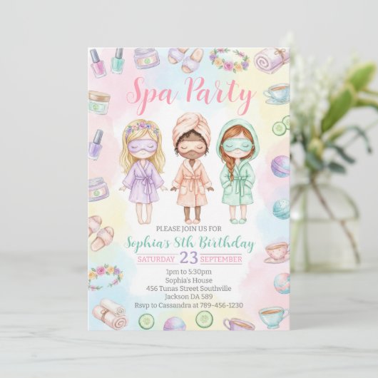 Spa party girls Glam Birthday party Kaart (Staand voorkant)
