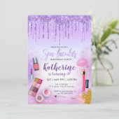 Spa Party Glam Girl Birthday Party Salon Paars Kaart (Staand voorkant)