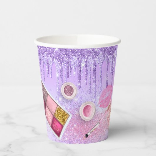 Spa Party Glam Girl Birthday Party Salon Paars Papieren Bekers (Links)