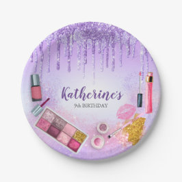 Spa Party Glam Girl Birthday Party Salon Paars Papieren Bordje