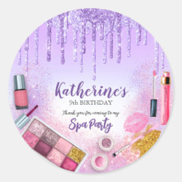 Spa Party Glam Girl Birthday Party Salon Paars Ronde Sticker