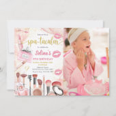 Spa Party Glam Girl Make-up Verjaardagsfeestje Fot Kaart (Voorkant)