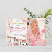 Spa Party Glam Girl Make-up Verjaardagsfeestje Fot Kaart (Staand voorkant)