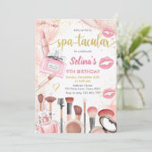 Spa Party Glam Girl Make-up Verjaardagsfeestje Kaart (Staand voorkant)