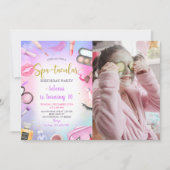 Spa Party Glam Girl Verjaardagsfoto Uitnodiging (Voorkant)