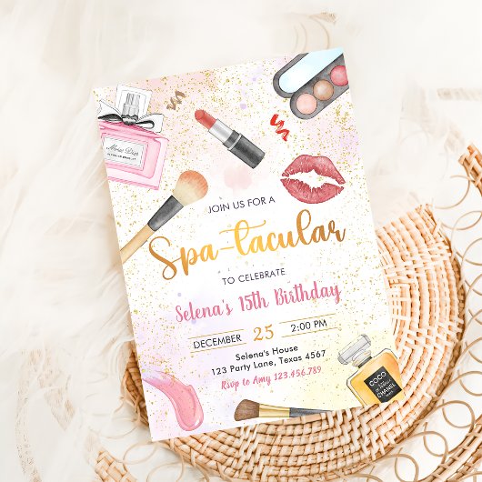 Spa Party Glam make-up verjaardagsfeestje uitnodig Kaart