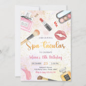 Spa Party Glam make-up verjaardagsfeestje uitnodig Kaart (Voorkant)