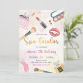 Spa Party Glam make-up verjaardagsfeestje uitnodig Kaart (Staand voorkant)