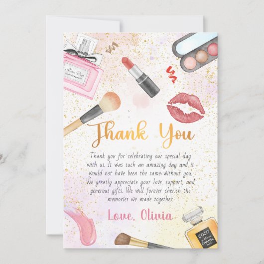 Spa Party Glam Meisje Make-up Verjaardag Bedankt C (Voorkant)