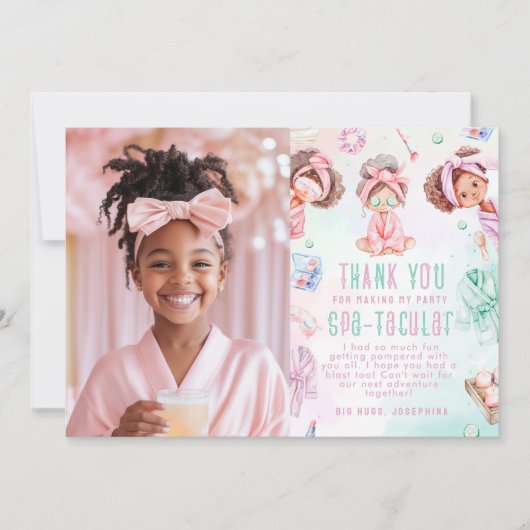 Spa party Glam Verjaardag Foto Dank u kaart (Voorkant)