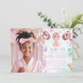 Spa party Glam Verjaardag Foto Dank u kaart (Staand voorkant)