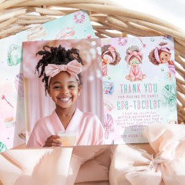 Spa party Glam Verjaardag Foto Dank u kaart