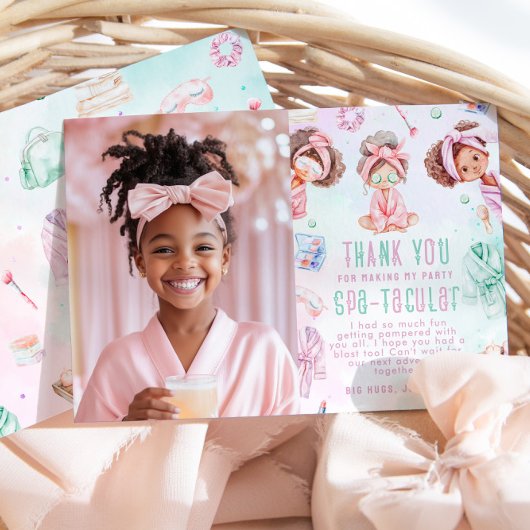 Spa party Glam Verjaardag Foto Dank u kaart