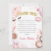 Spa Party Glamour Girl Make-up Verjaardagsfoto Bedankkaart (Voorkant)