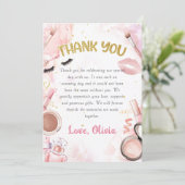 Spa Party Glamour Girl Make-up Verjaardagsfoto Bedankkaart (Staand voorkant)