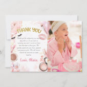 Spa Party Glamour Girl Make-up Verjaardagsfoto Bedankkaart (Voorkant)