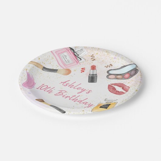 Spa Party Glamour Make-up Verjaardag Papieren Bordje (Gekanteld)