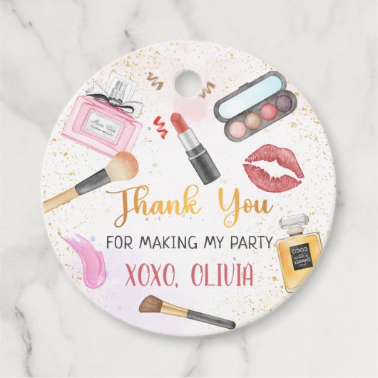 Spa Party Glamour Make-up Verjaardag Sticker Bedankjes Labels (Voorkant)