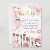 Spa Party Glamour Meisje Make-up Verjaardag Bedankkaart (Voorkant)