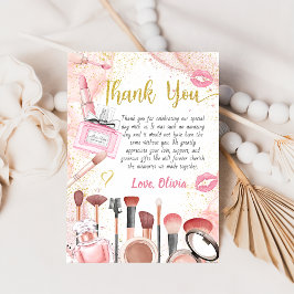 Spa Party Glamour Meisje Make-up Verjaardag Bedankkaart