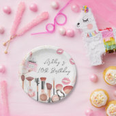 Spa Party Glamour Meisje Make-up Verjaardag Papieren Bordje (Feest)