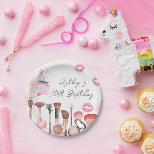 Spa Party Glamour Meisje Make-up Verjaardag Papieren Bordje (Feest)
