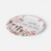 Spa Party Glamour Meisje Make-up Verjaardag Papieren Bordje (Gekanteld)