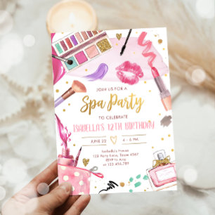 Spa Party Glitz Glam Glamor Girl Makeup Birthday Kaart