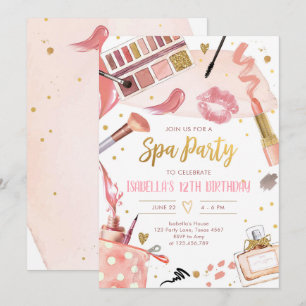Spa Party Glitz Glam Glamor Girl Makeup Birthday Kaart