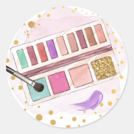 Spa Party Glitz Glam Glamor Girl Makeup Pink Gold Ronde Sticker