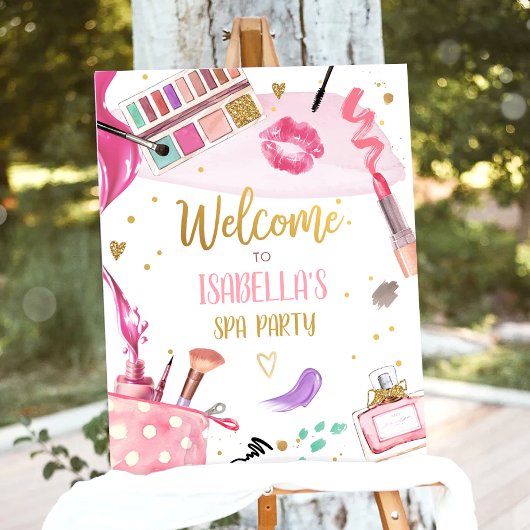 Spa Party Glitz Glam Makeup Girl WelkomstPoster Poster