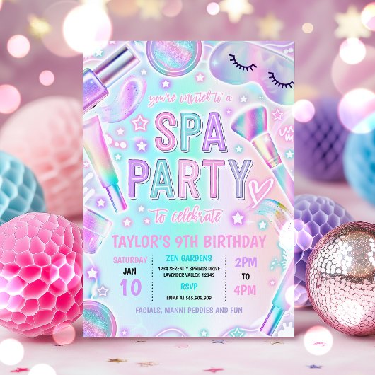 Spa Party Glow Pastel Make-up Pamper Verjaardagsfe Kaart